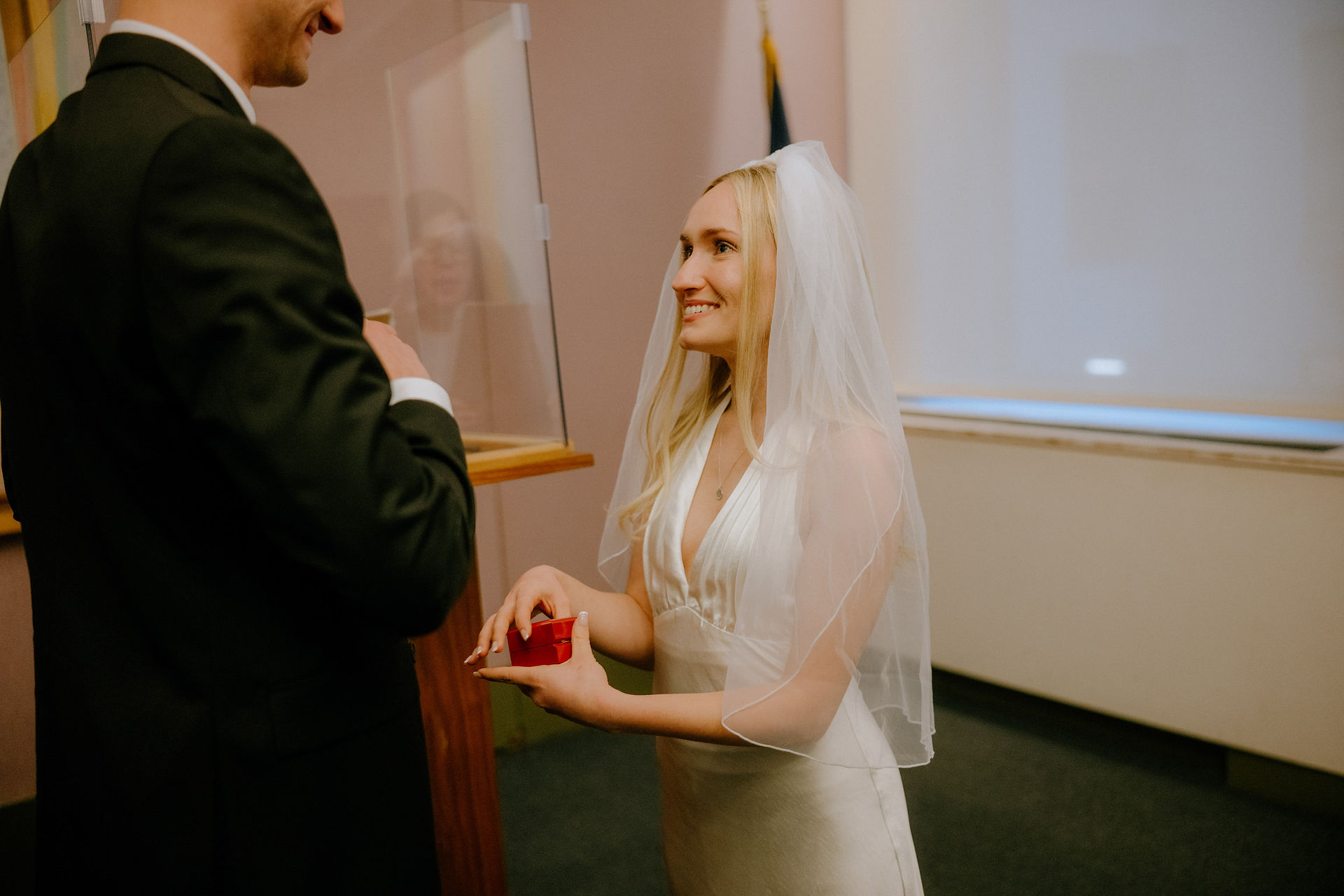 NYC City Hall wedding ceremony couple at the Marriage Bureau