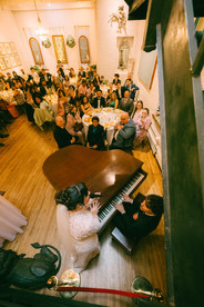 micro wedding nyc lace dress ceremony guests candid photography NYC