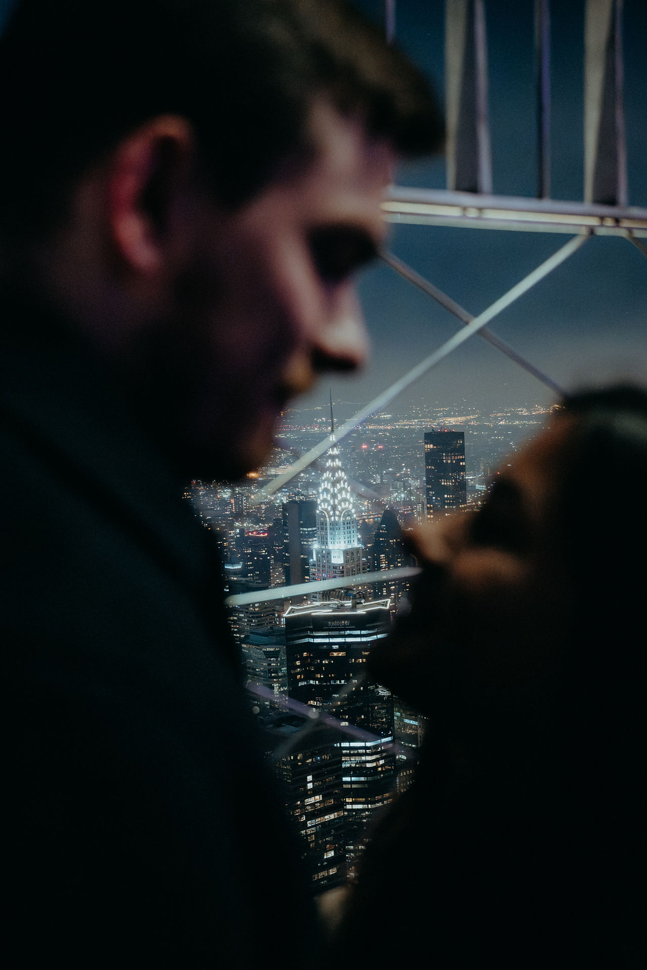 couple silhouette cinematic photo with Chrysler building