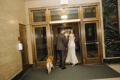 couple getting married at nyc city hall with dog