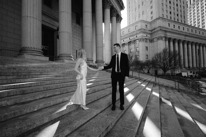 newlyweds at the NYC Marriage Bureau, cinematic photography in new york city