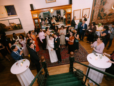 micro wedding nyc lace dress ceremony guests candid photography NYC