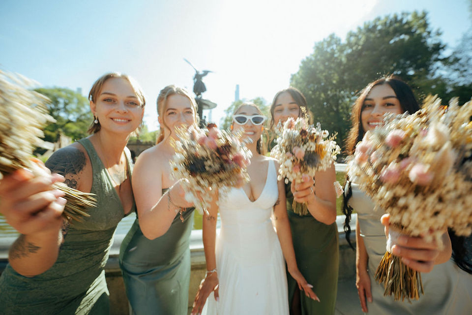 bachelorette photoshoot bethesda fountain central park bridesmaids summer nyc candid