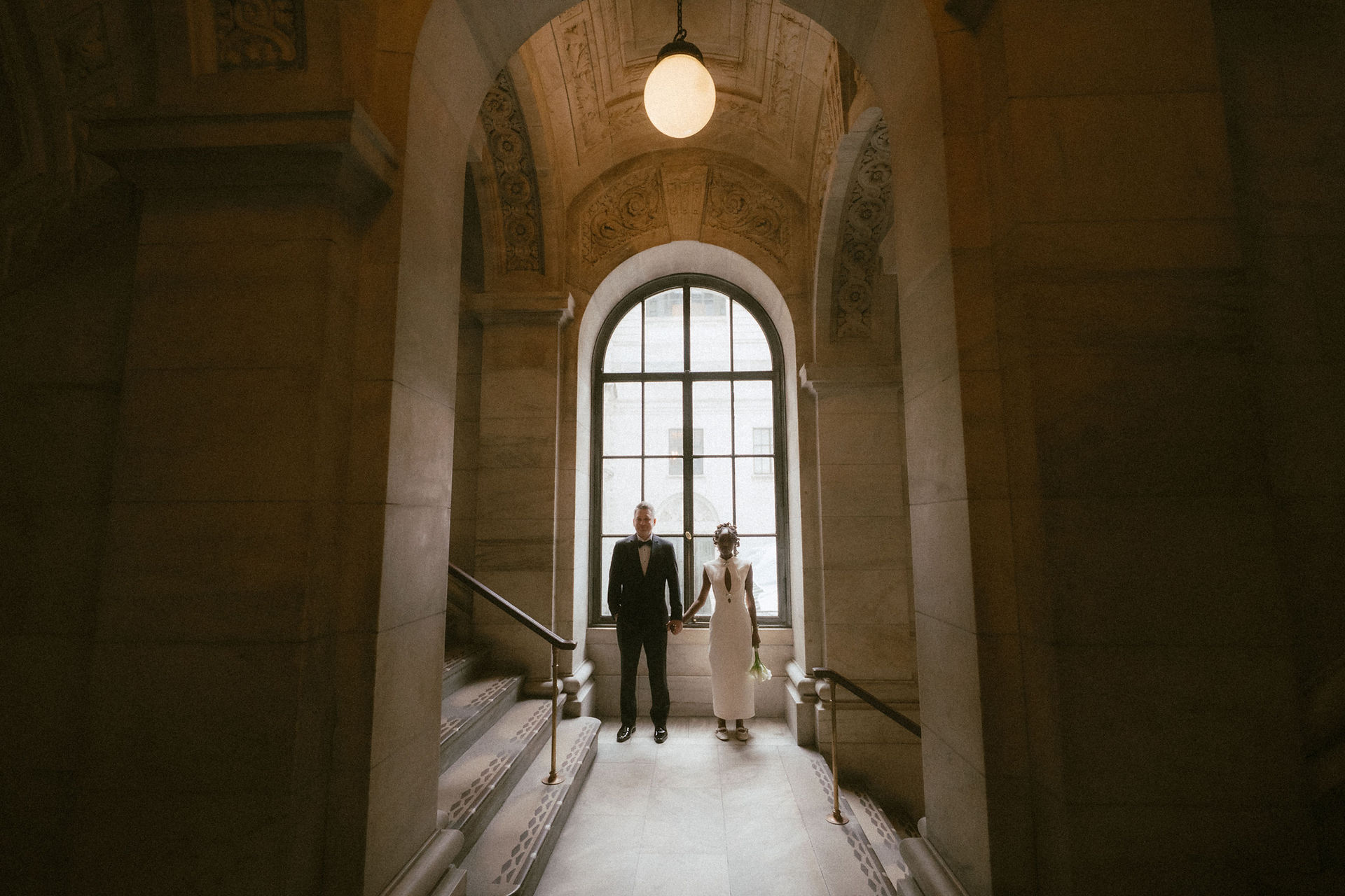 Intimate wedding ceremony in New York Public Library