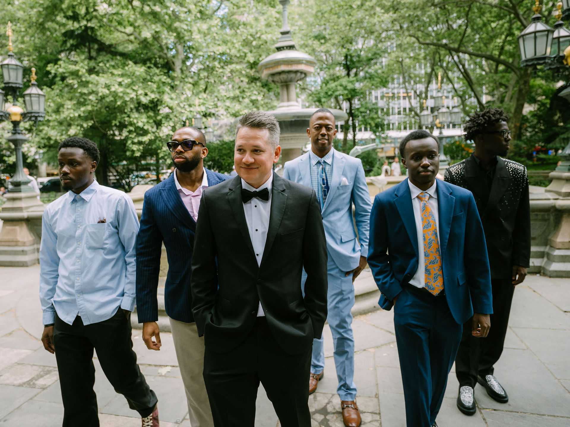 city hall park wedding elopement vows fountain nyc