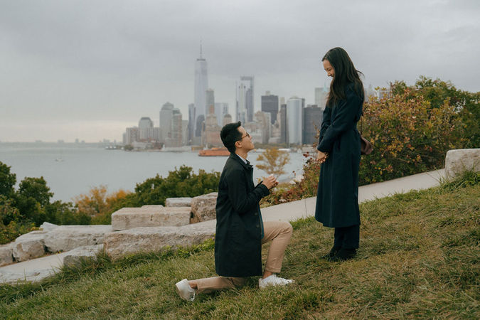 governors island proposal at Outlook Hill with Statue of Liberty view