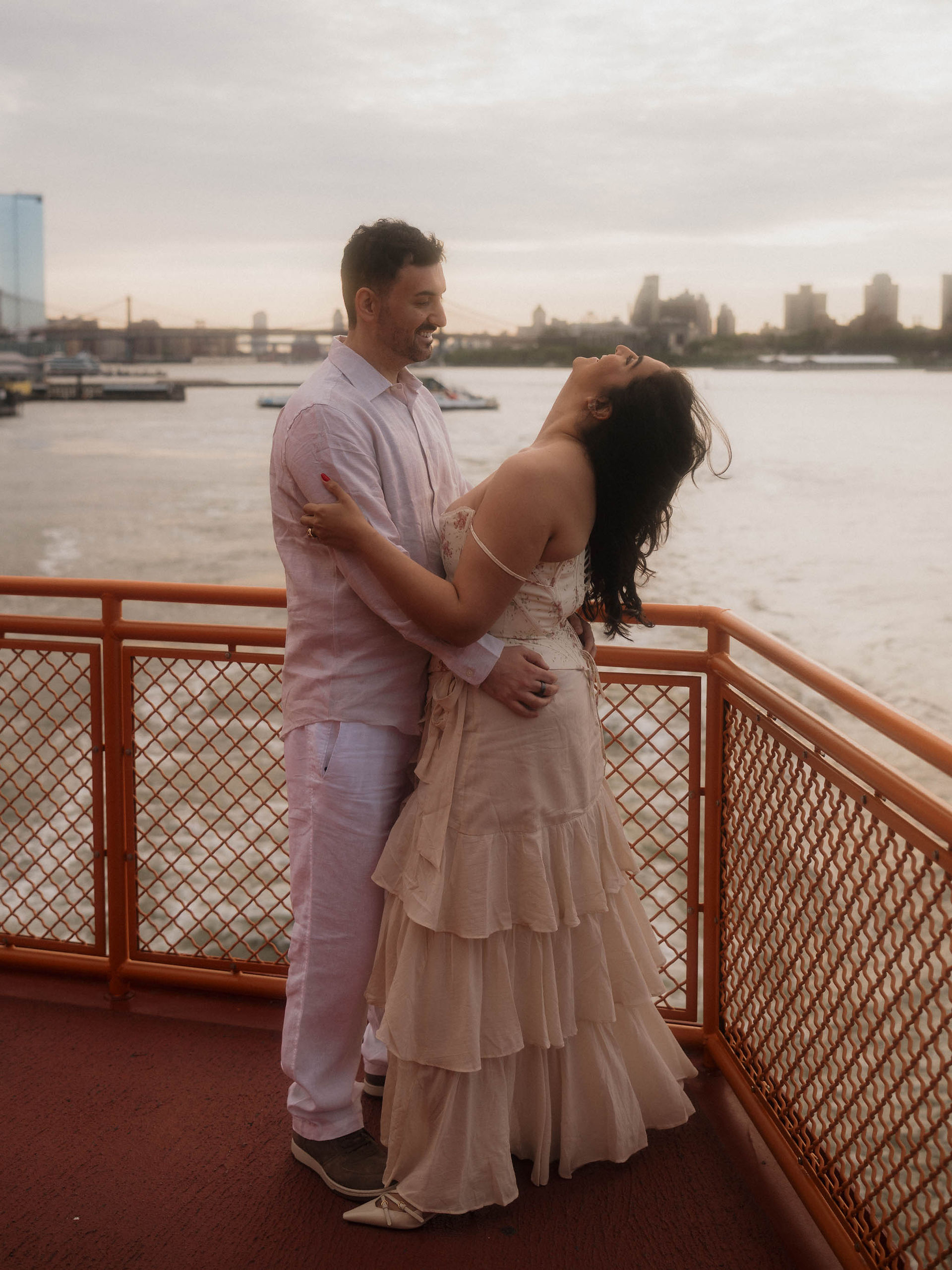 free NYC engagement photo location Staten Island Ferry All The Feels by Mucci