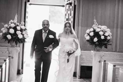 Cinematic romantic church wedding photos of the processional during a Catholic mass in the Bronx, All The Feels