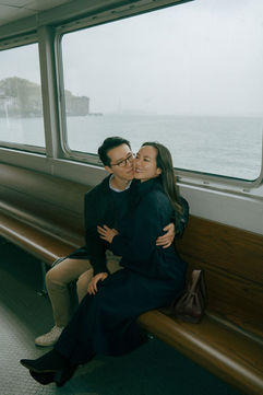 ferry to Governors Island leaving the Battery Maritime Building couple romantic photoshoot on governors island