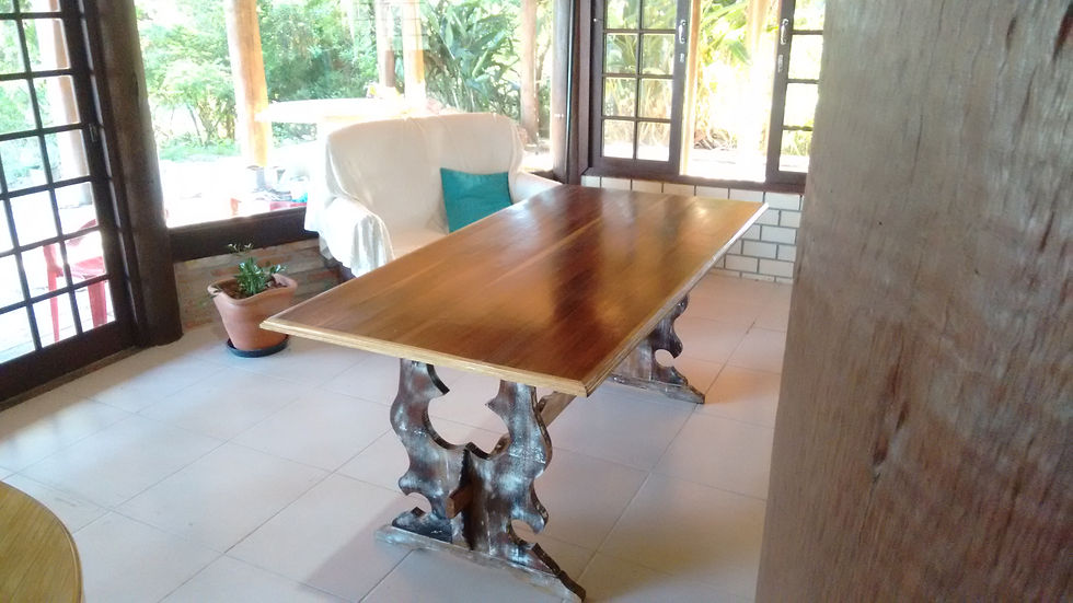 Miniatura: Mesa Nobre De Madeira Em Canela Preta Retangular - 6 Lugares