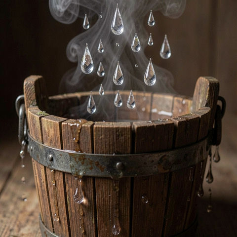 Tear drops falling into a bucket