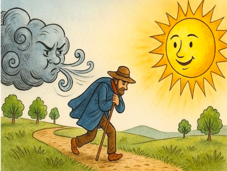 The wind and the sun compete
