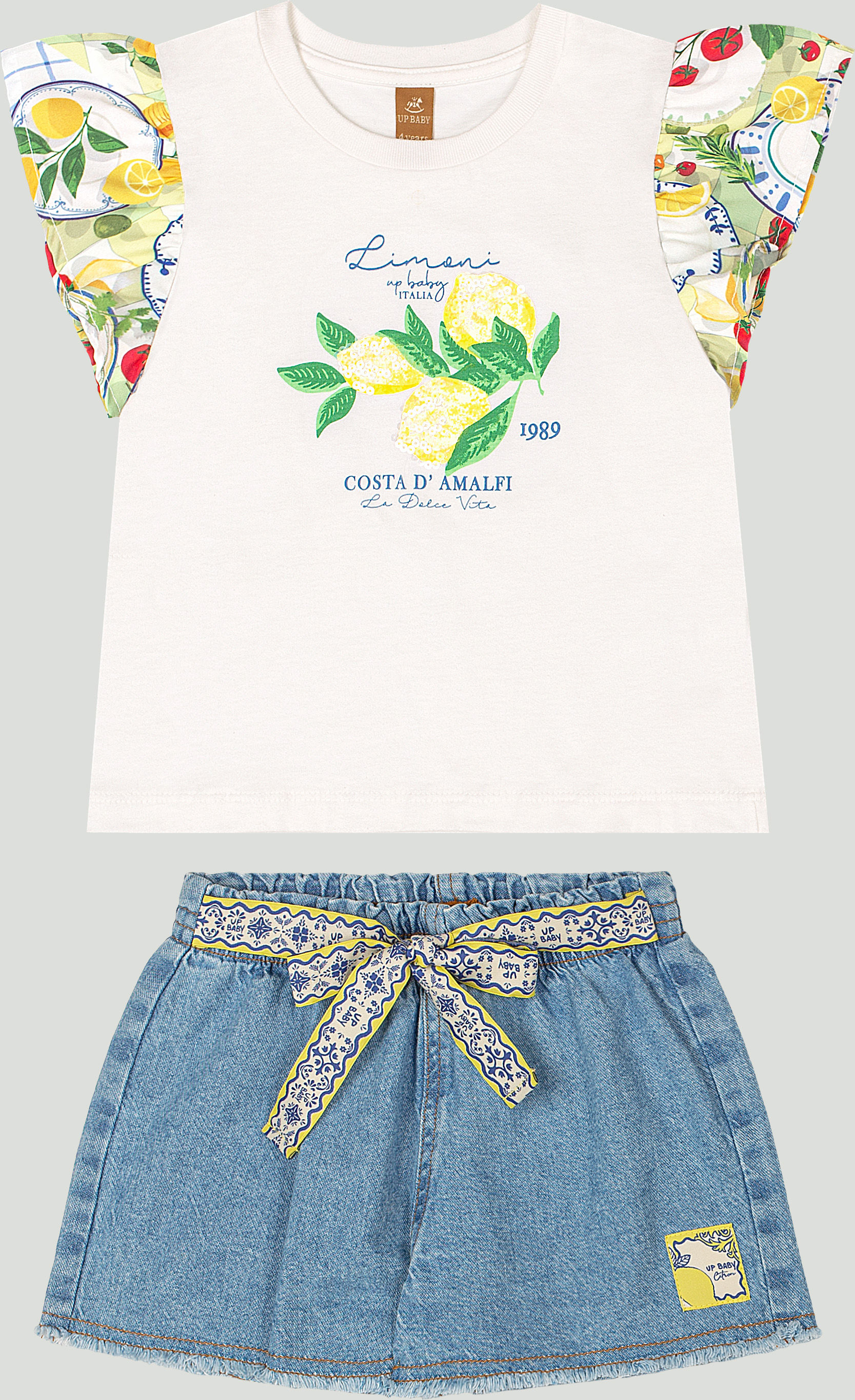Conjunto Infantil Blusa e Short Jeans - UP BABY
