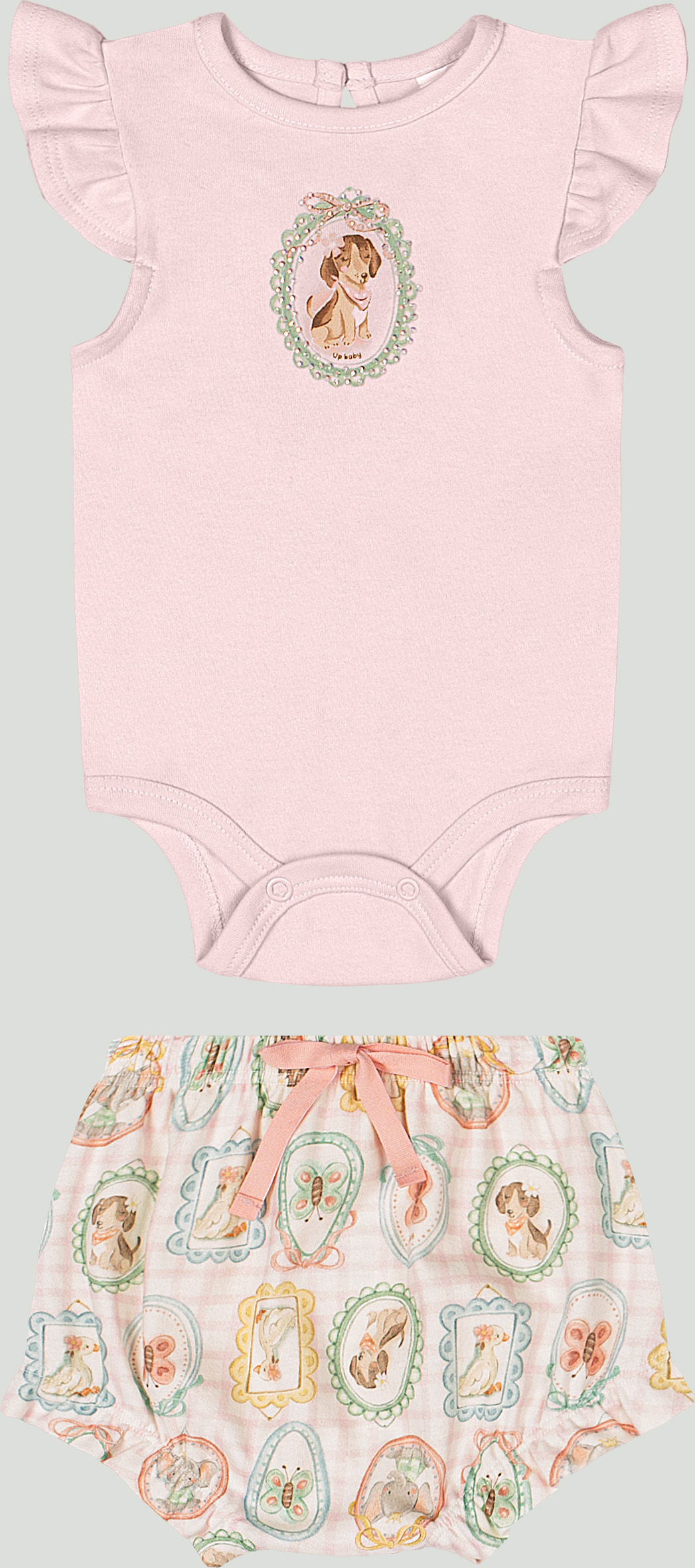 Conjunto Body e Short em Suedine - Estampa de Animais - UP BABY