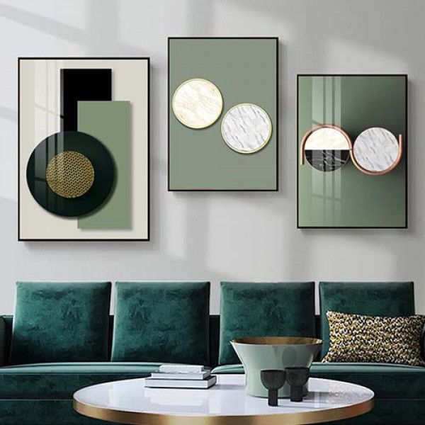 Quadro decorativo textura de mármore abstratos geométrico verde