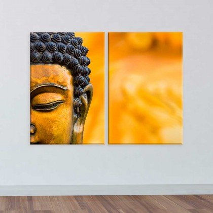 Conjunto de 2 Telas Decorativa Buda Amarelo