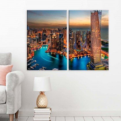 Conjunto de 2 Telas Decorativa Noite Iluminada