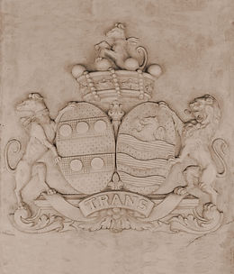 Armoiries d'alliance des familles du Boisbaudry et de la Croix de Beaurepos.