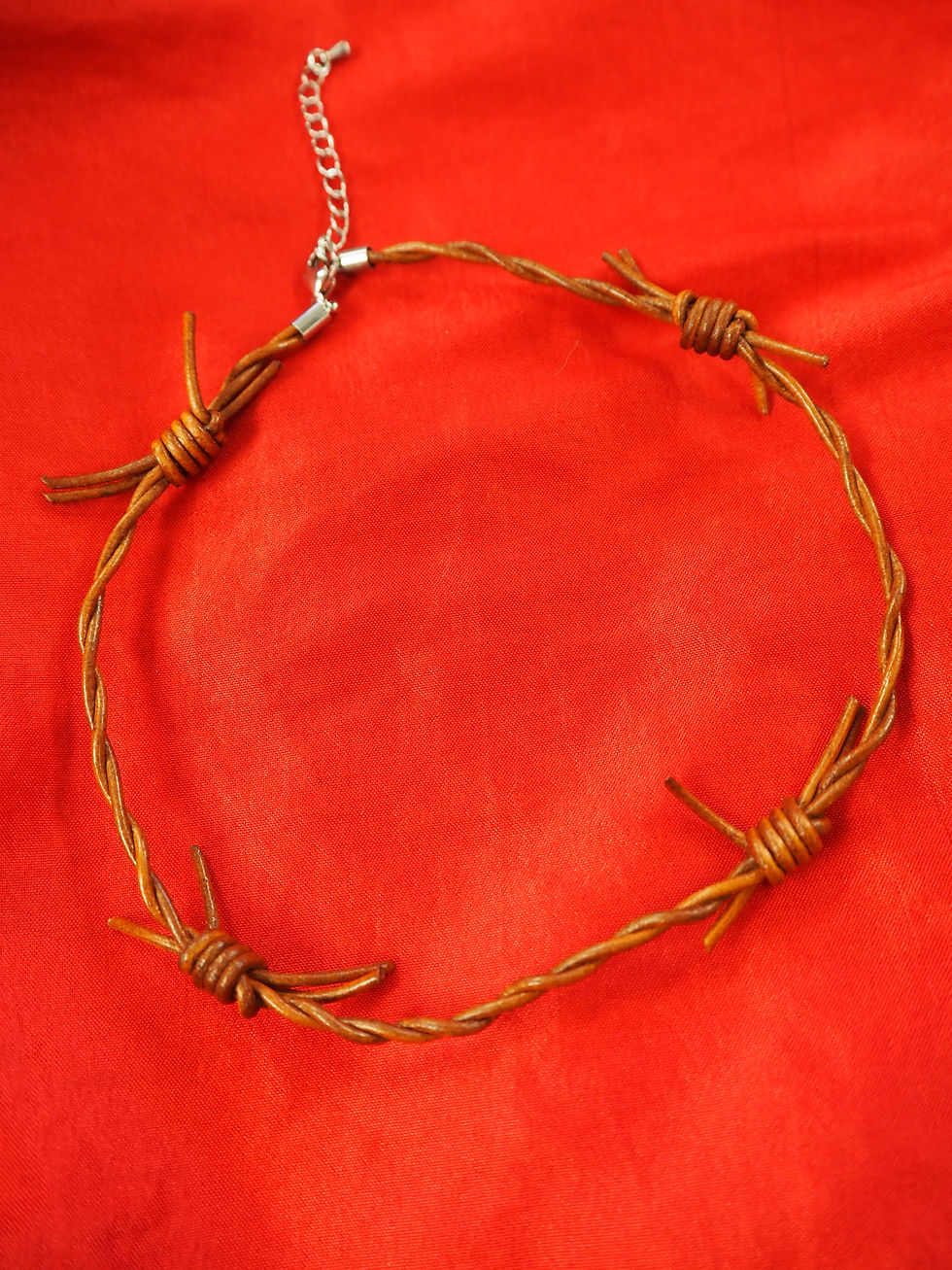 Thumbnail: Barbed Wire Leather Choker 1 Strand