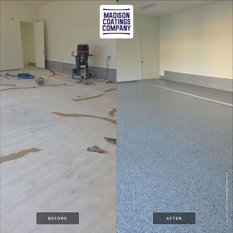 Madison Coatings Company: before and after garage floor coating