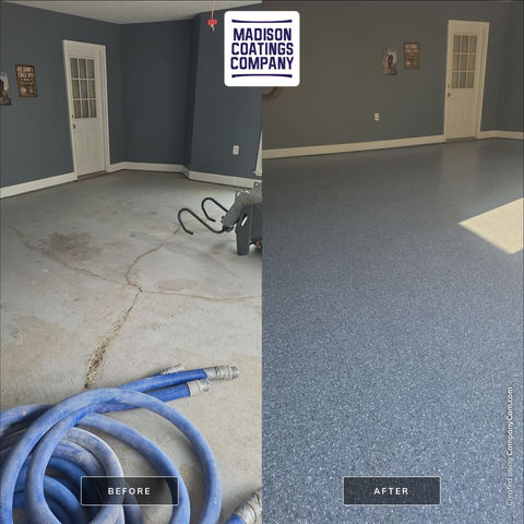 Before and after: cracked garage floor coated