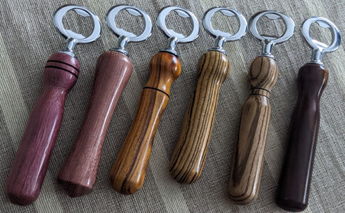 Various exotic wood bottle openers