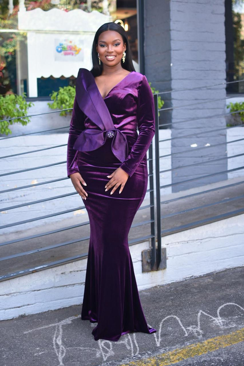 The Royal Amethyst Sculpted Velvet Gown