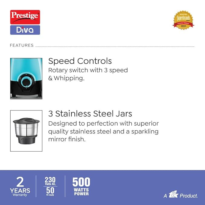 Prestige Diva - 500W Mixer Grinder