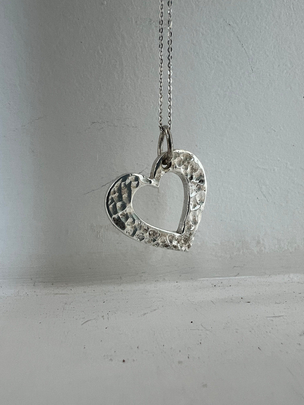 Thumbnail: Hammered fine silver heart - lovely chunky design