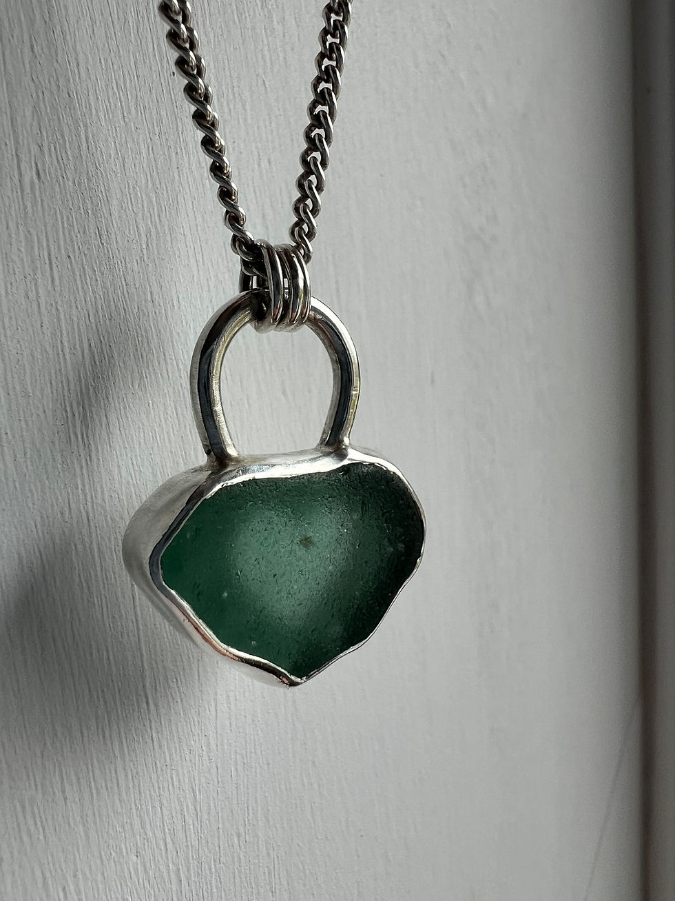 Stunning chunky aqua sea glass set in sterling silver