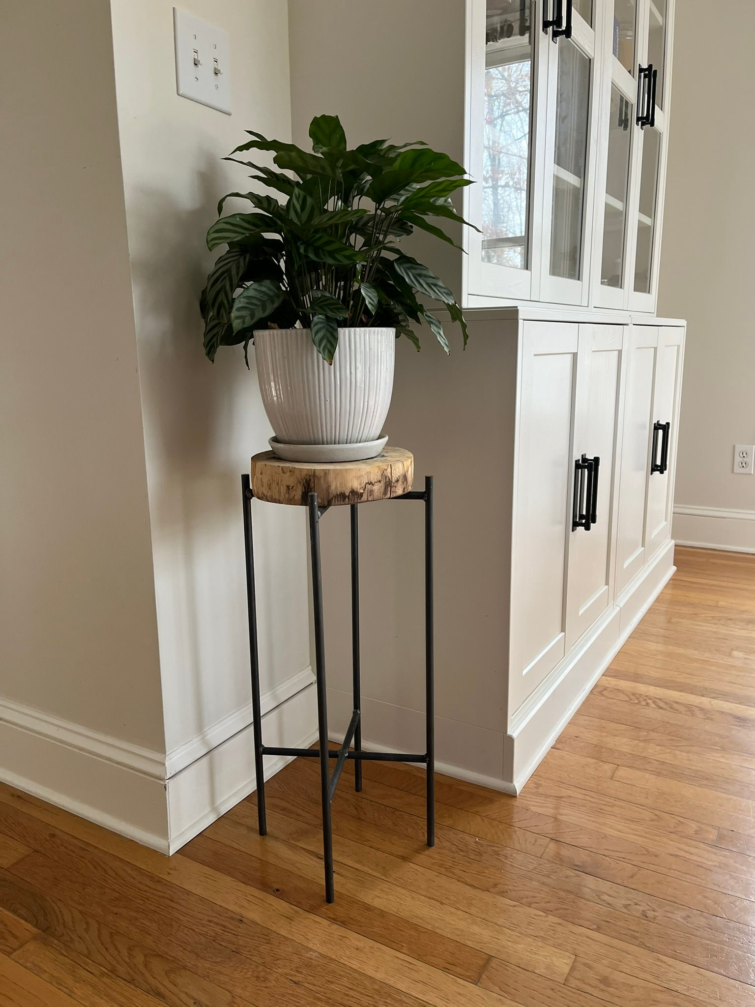 Reclaimed Wood and Iron Plant Stand