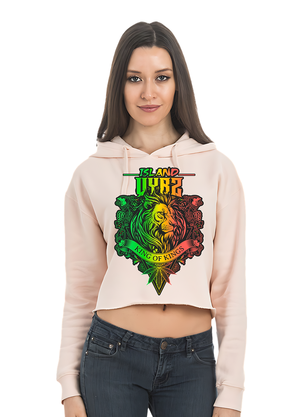 Thumbnail: ISLAND VYBZ KING of KINGS LION CROP TOP HOODIES