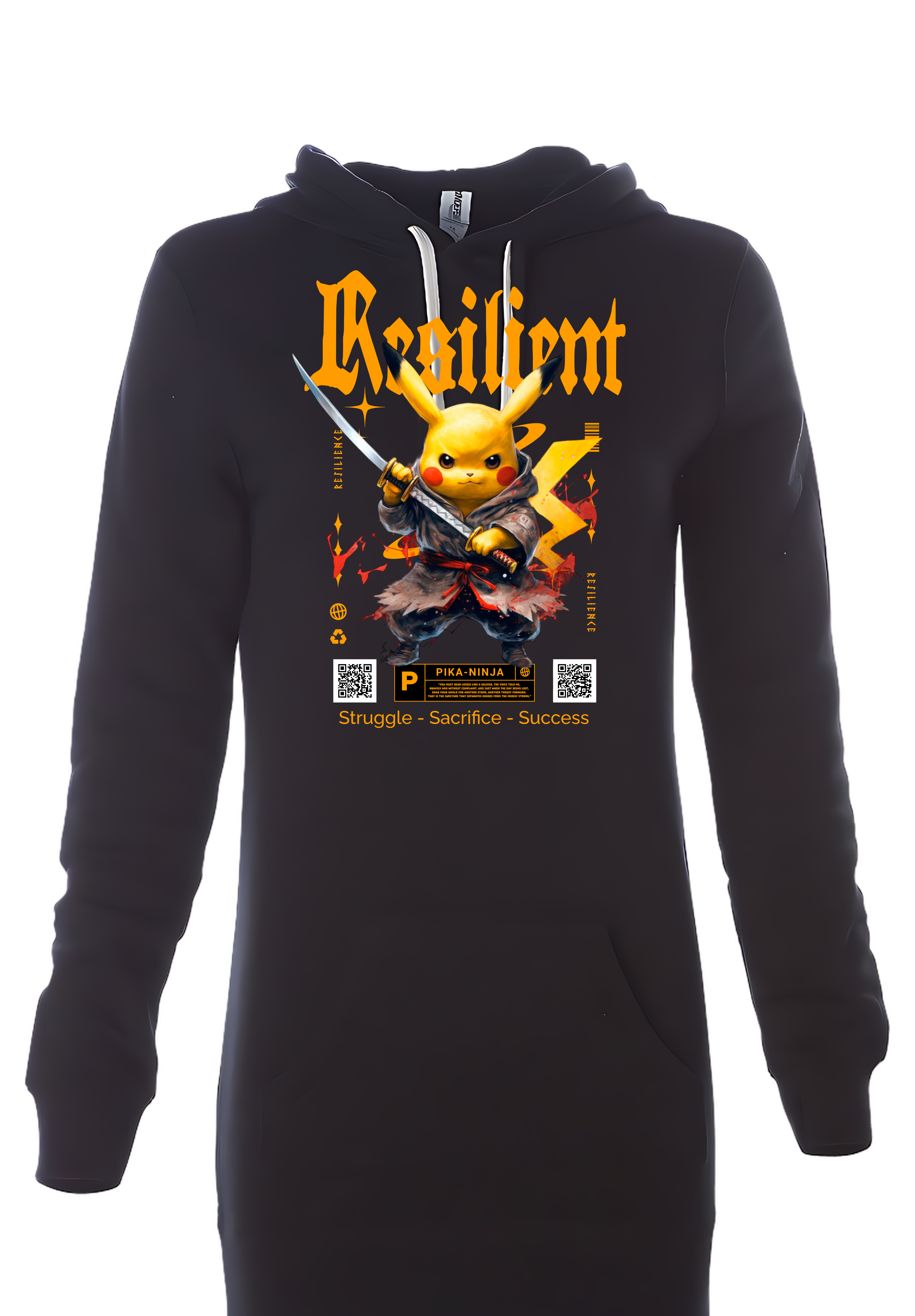 TEAM RESILIENT PIKACHU NINJA CROP TOP HOODIE