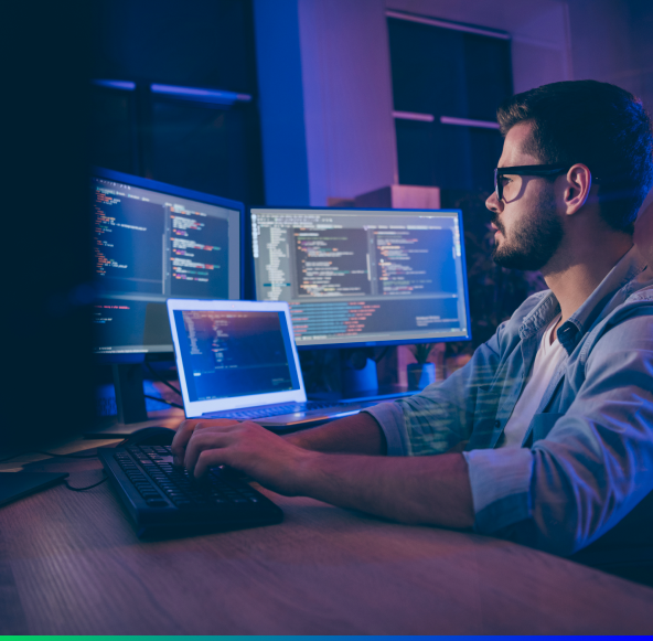 developer programming a customized system