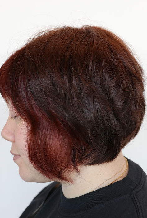 Red bixie haircut