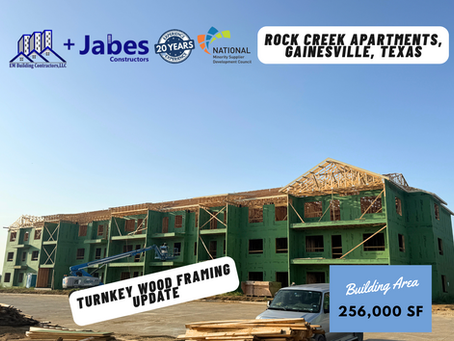 Jabes Constructors is excited to share progress on one of our key multifamily developments—Rock Creek Apartments in Gainesville, Texas.
