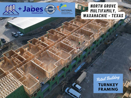Jabes Constructors Inc. and EM Building Contractor LLC  is proud to share progress on the North Grove Multifamily project in Texas.