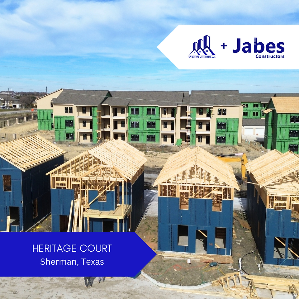 Heritage Court Sherman - Jabes Constructors - EM Building Contractors - Commercial wood framing, siding, Paving, Foundations, Paving