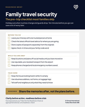 SJ Group Readiness Brief: Family travel security, the pre-trip checklist most families skip