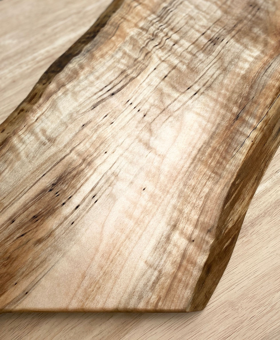 Thumbnail: Large Curly, Wormy Maple Live Edge Charcuterie Board With Handle