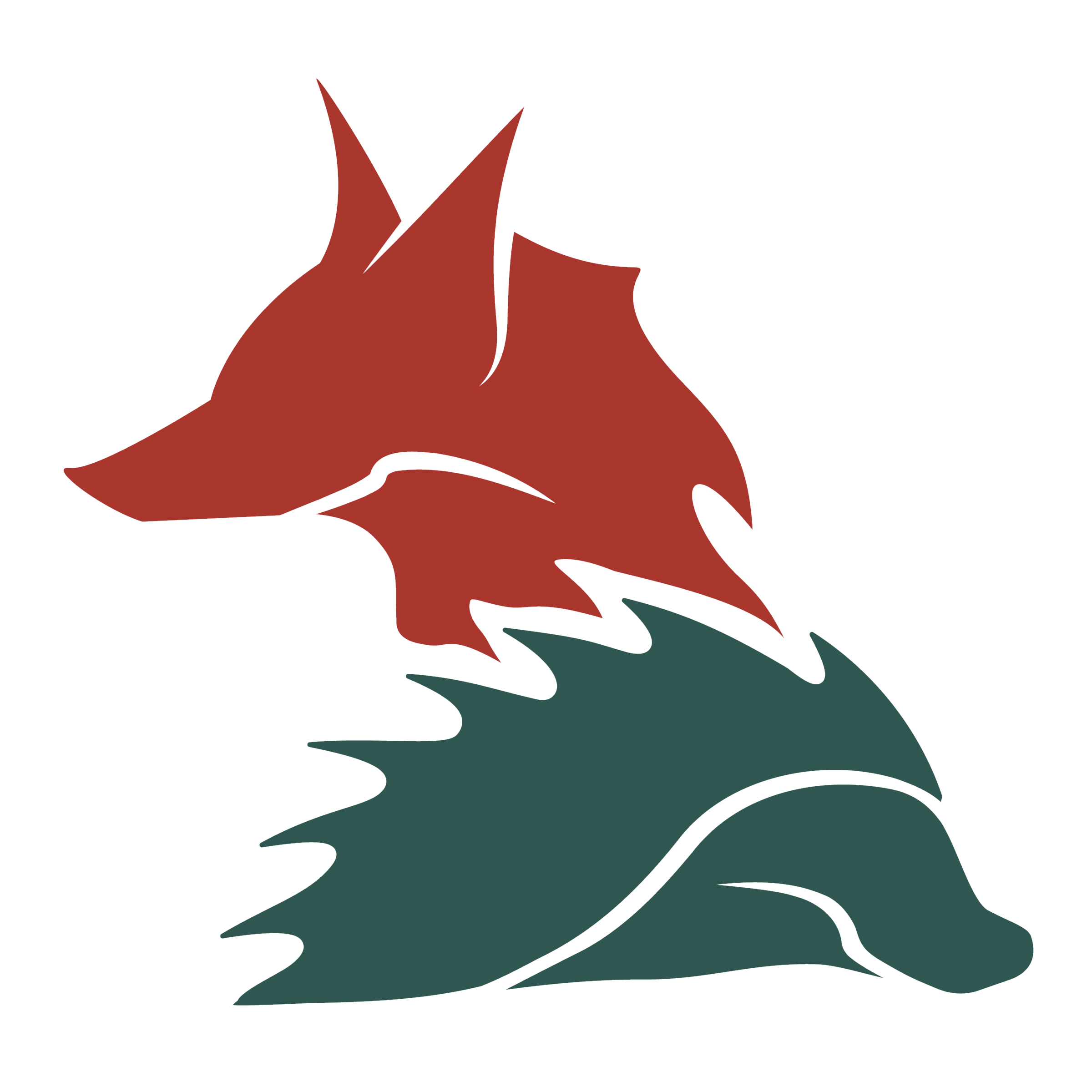 Stylized design featuring a red fox and a green hedgehog, representing FoxHedge Advisors.