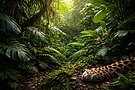 Lush forest greenery with dense canopy and natural woodland landscape