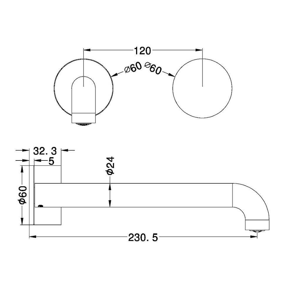Thumbnail: NERO - KARA PROGRESSIVE WALL BASIN/BATH SET 120/160/185/230/260 MM SPOUT