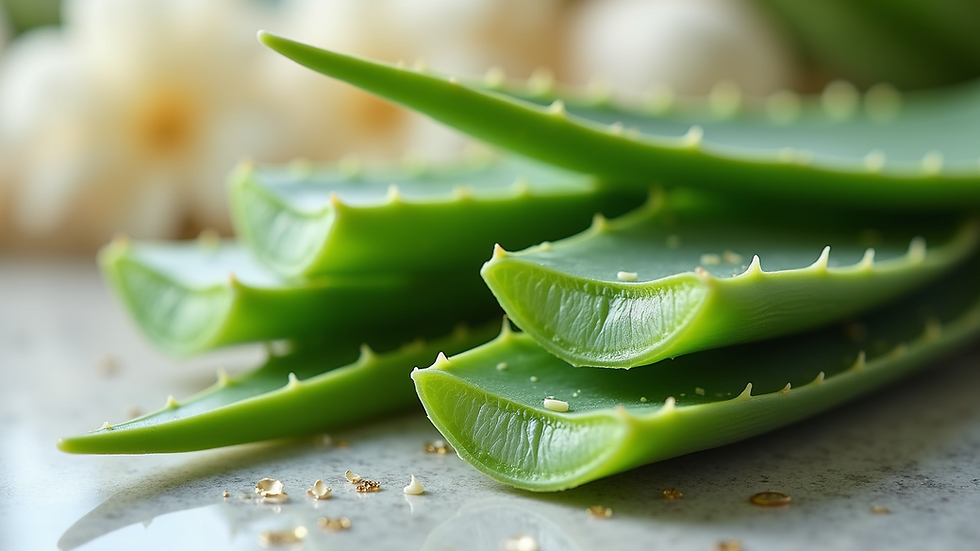 Close-up view of fresh aloe vera leaves