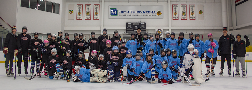 girls of all ages playing hockey