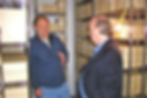 Bob Crane giving Dave Marsh a guided tour of The Bruce Springsteen Special Collection's holdings at Asbury Park Public Library in 2006 - photo courtesy of Bob Crane - used with permission