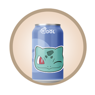 lata azul de bebida pokémon personagem bulbasaur