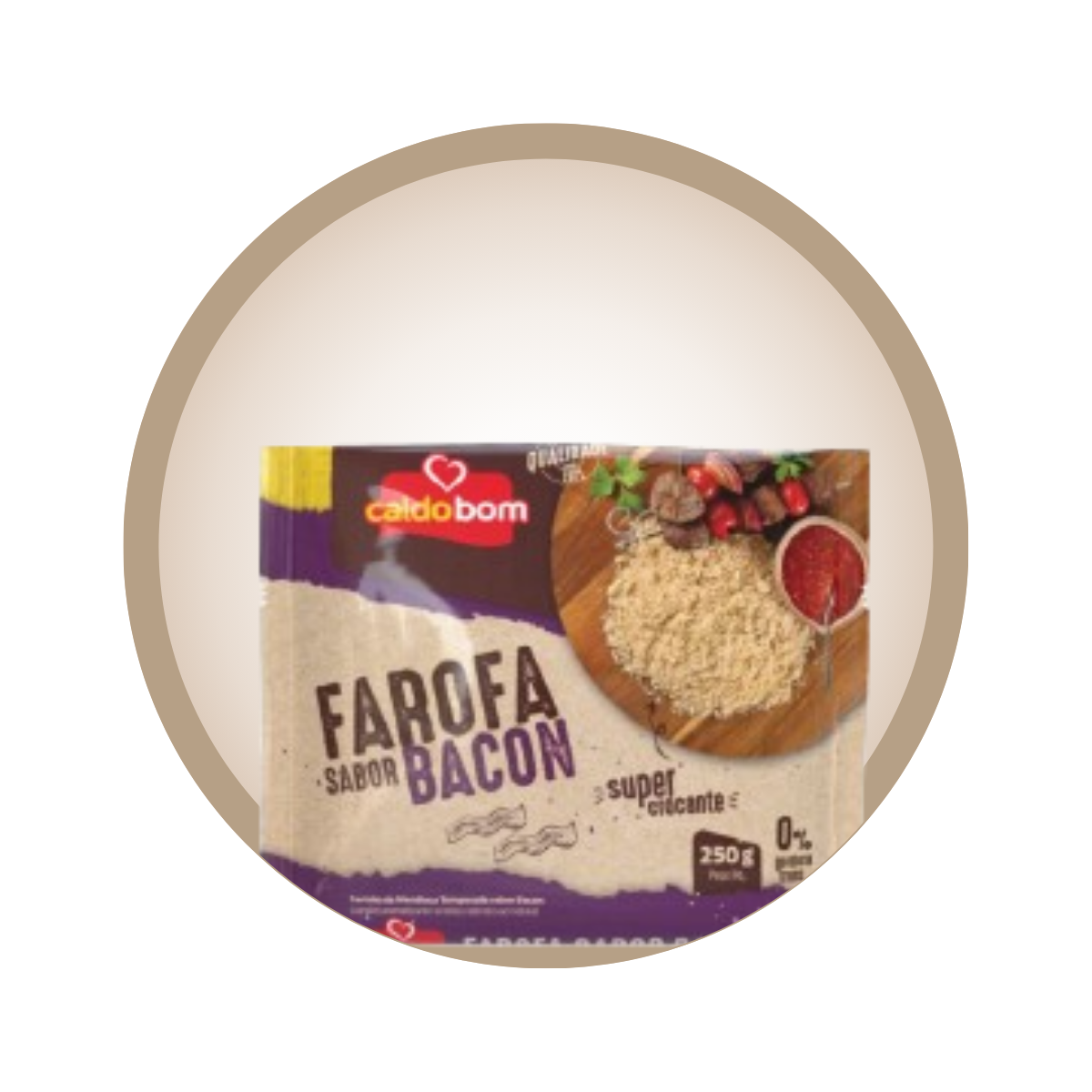 Embalagem de farofa caldo bom sabor bacon