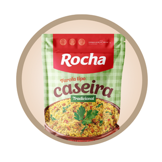 embalagem saco de farofa rocha tipo caseira sabor tradicional