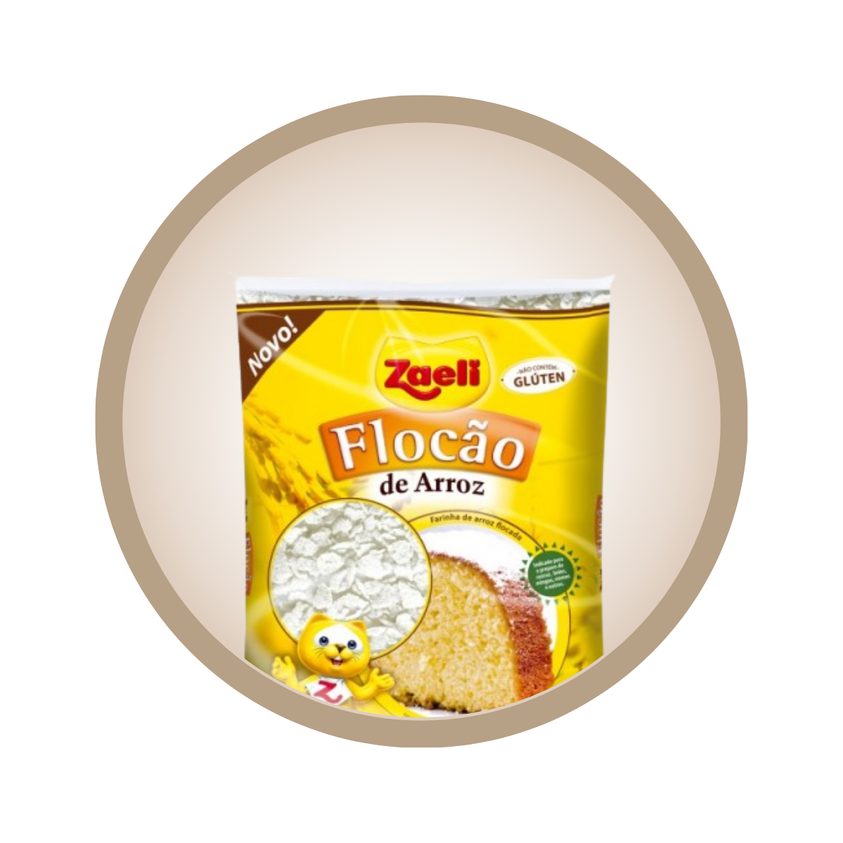 Embalagem de flocão de arroz da marca Zaeli